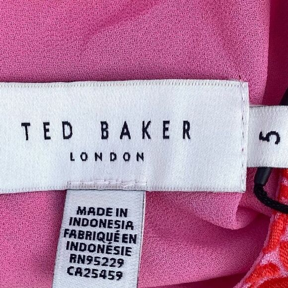 NWT New Ted Baker London Devonna Coral Floral Ruffle US 12/XL (TB 5) - Picture 9 of 12